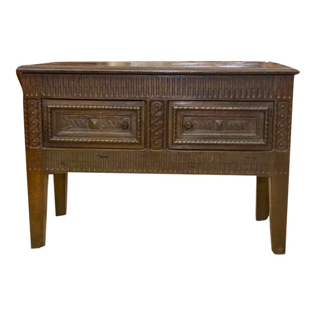 Antique English Carved Storage Chest with Lift Top For Sale