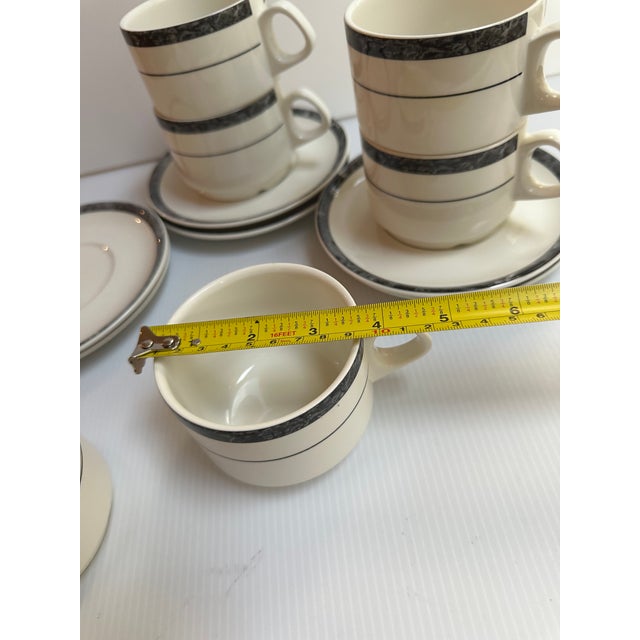 Cream 1980s Villeroy & Boch 6 Coffee/Tea Cups and Matching 6 Saucers Made in Luxembourg For Sale - Image 8 of 16