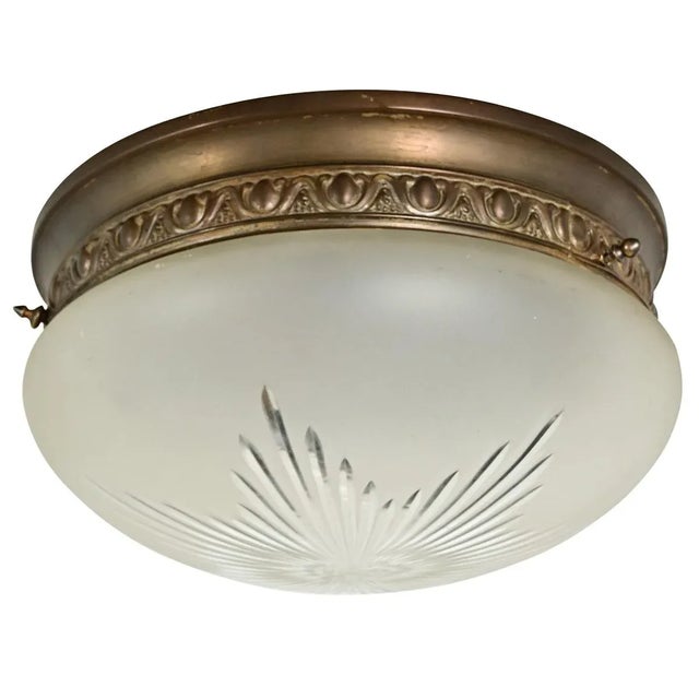 French Vintage Flush Mount Light Fixture For Sale - Image 4 of 12