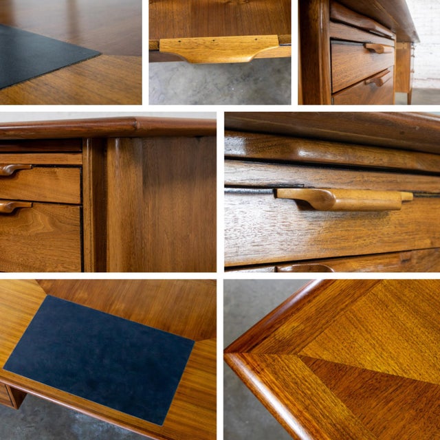 Mid-20th Century MCM Alma Castilian Series Walnut Credenza & Executive Desk W/Leather Work Surface For Sale - Image 11 of 18