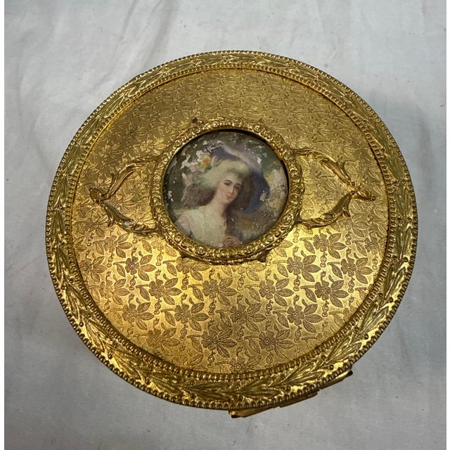 Antique Ornate Victorian Ormolu Bronze Crystal Jewelry Powder Vanity Box Casket For Sale - Image 4 of 10