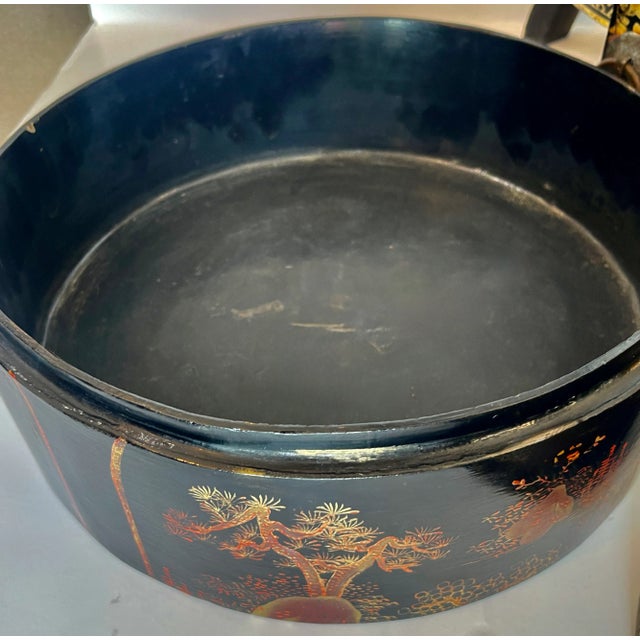 Qing Dynasty Chinese Black and Gold Lacquer Multi-Tiered Wedding Box For Sale - Image 17 of 18