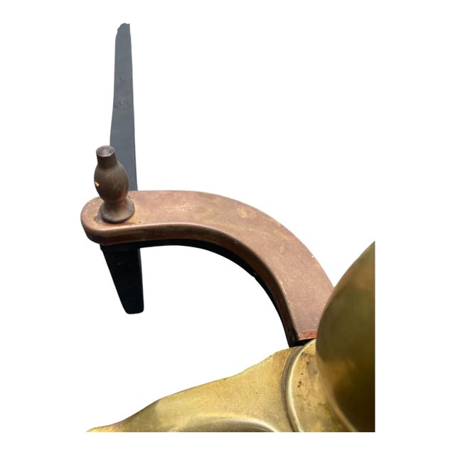 Pair 1920s Vintage Brass Andirons Chippendale Claw Ball Feet Fireplace For Sale - Image 14 of 18