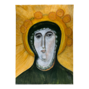 Modern Icon With Golden Halo, Original Painting