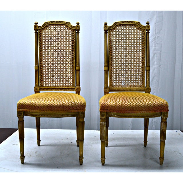 Louis XVI Style/ High CaneBack Chairs Pair Chairish