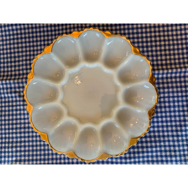 White Vintage Anchor Hocking Milk Glass Deviled Egg Plate For Sale - Image 8 of 11