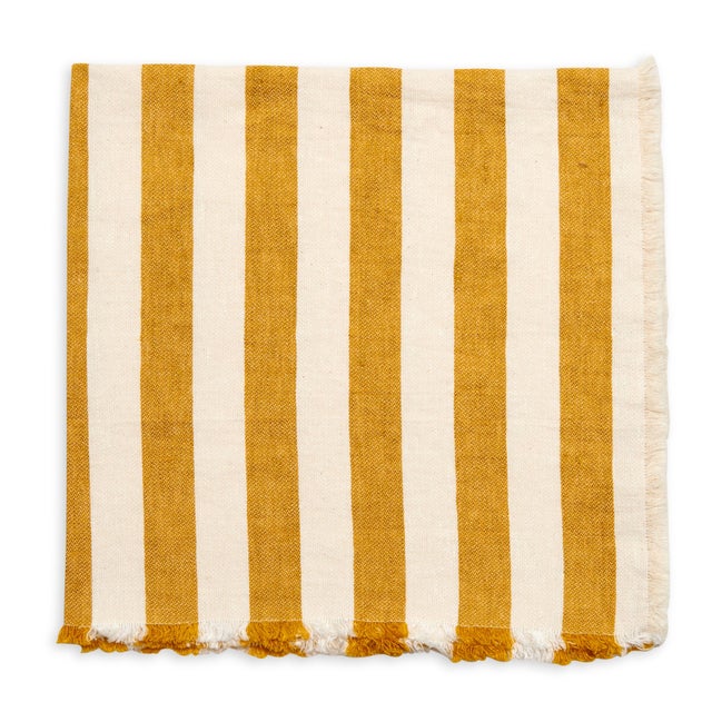 Our Washed Fringe Awning Stripe Napkin, 21”, is a non iron linen/cotton blend that is fun and versatile for any table!...