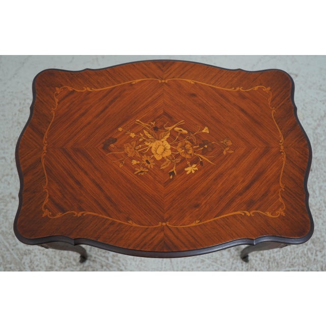 French Vintage French Louis XV Inlaid Top Stacking Nest Tables For Sale - Image 3 of 12