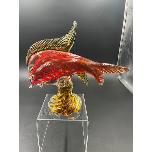 Italian Pair of Vintage Italian Art Glass Fish Styled After Murano For Sale - Image 3 of 12