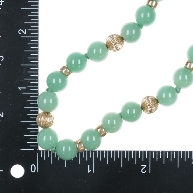 28" Vintage 14k/jade beaded necklace For Sale In Austin - Image 6 of 8