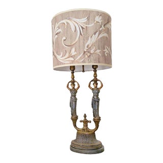 Roman Goddess Candelabra Statue Table Lamp by Fortune Lamp For Sale