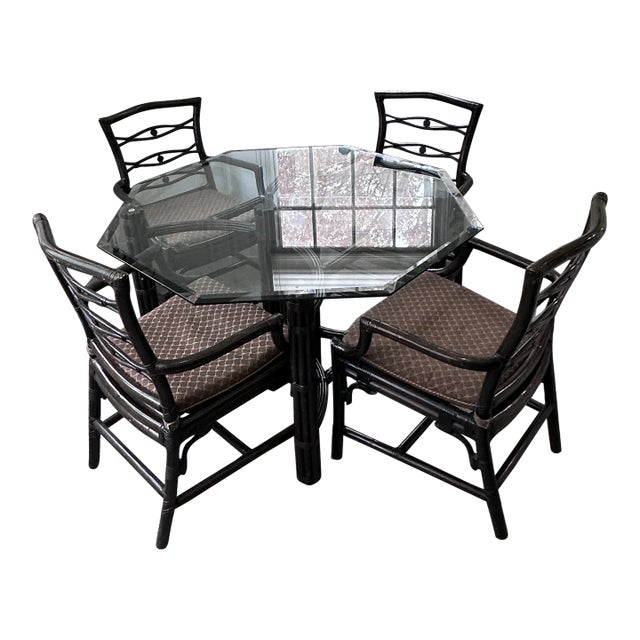 Mid 20th Century McGuire Table and 4 Chairs For Sale