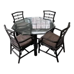 Mid 20th Century McGuire Table and 4 Chairs