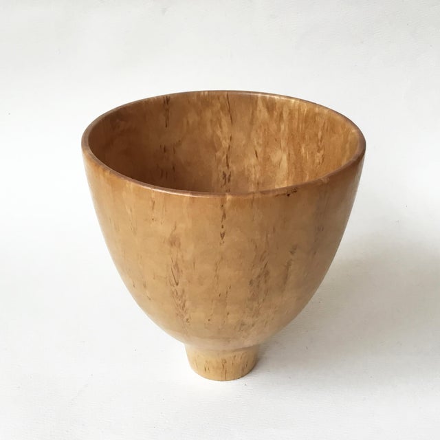 Masur Birch Hand Turned Wooden Slender Tapered Bowl Signed by Jim Misenko 1990 For Sale - Image 4 of 15