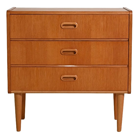 Scandinavian Bedside Table with Three Drawers, 1950s For Sale