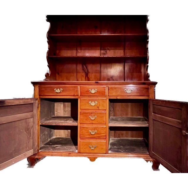 19th Century Pine Step Back Pewter Cupboard For Sale - Image 12 of 12