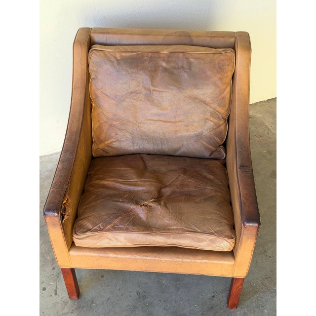 Original Børge Mogensen Leather Armchair – Vintage Danish Mid Century Lounge Chair – Fredericia Stolefabrik 1960s For Sale - Image 9 of 9