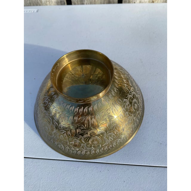 Mid 20th Century Vintage Asian Brass Decorative Bowl For Sale - Image 5 of 7