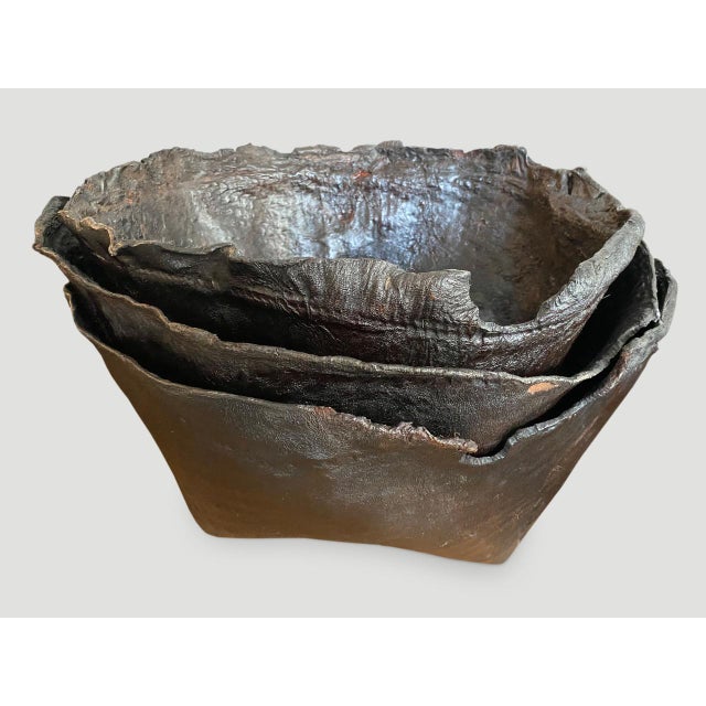 Polished Buffalo Hide Container For Sale - Image 4 of 18