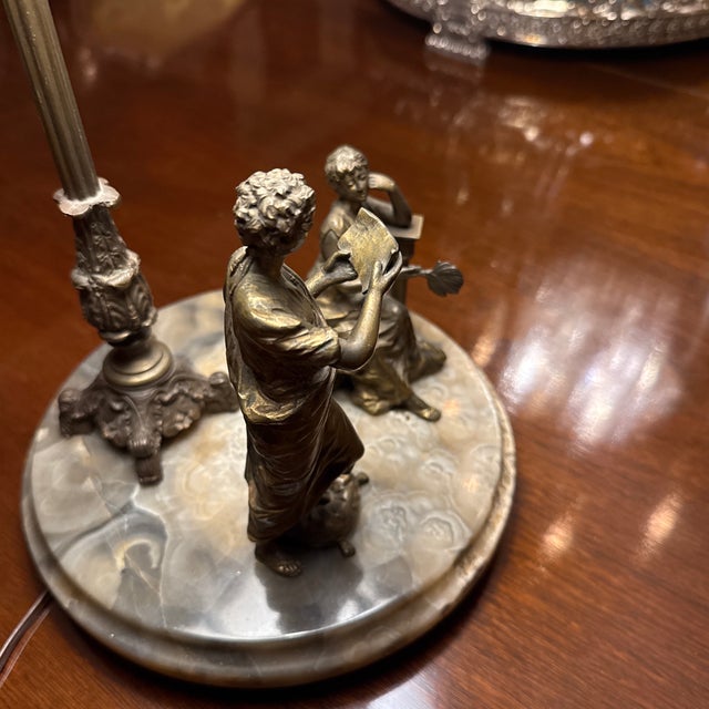 Fine French Neoclassical Bronze & Onyx Lamp For Sale - Image 6 of 8