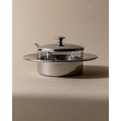 Vintage Glass and Stainless Steel Lidded Jar, 1970s For Sale - Image 9 of 11