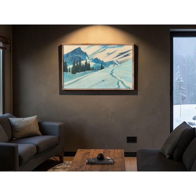 Adalbert Von Wex, Skiers in Garmisch, Early 20th Century, Oil on Canvas For Sale - Image 9 of 14