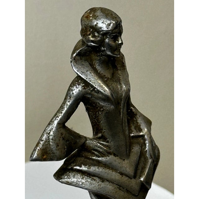 Metal 1930s Art Deco British Bronze Lady Dancer Car Mascot Figurine For Sale - Image 7 of 12
