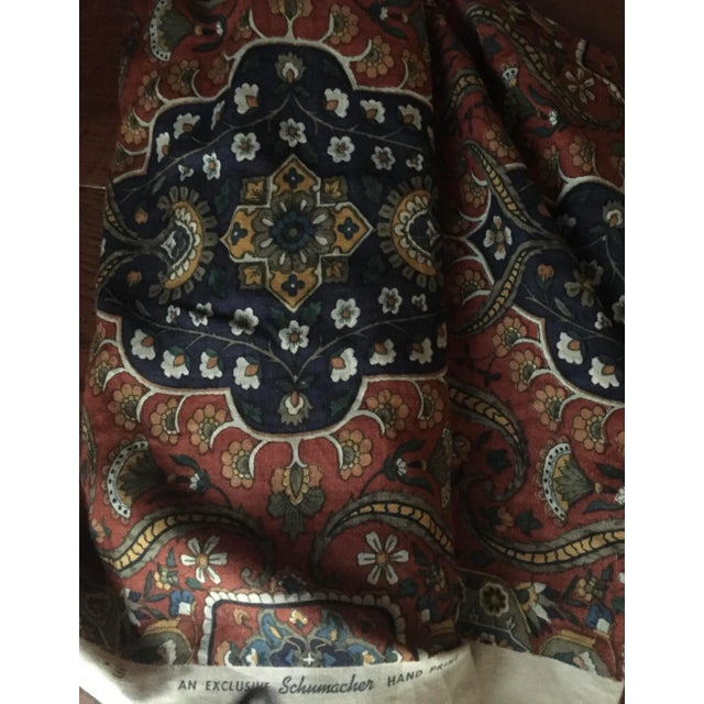 Asian Schumacher Hand Printed Linen Fabric- 8 Yards For Sale - Image 3 of 4