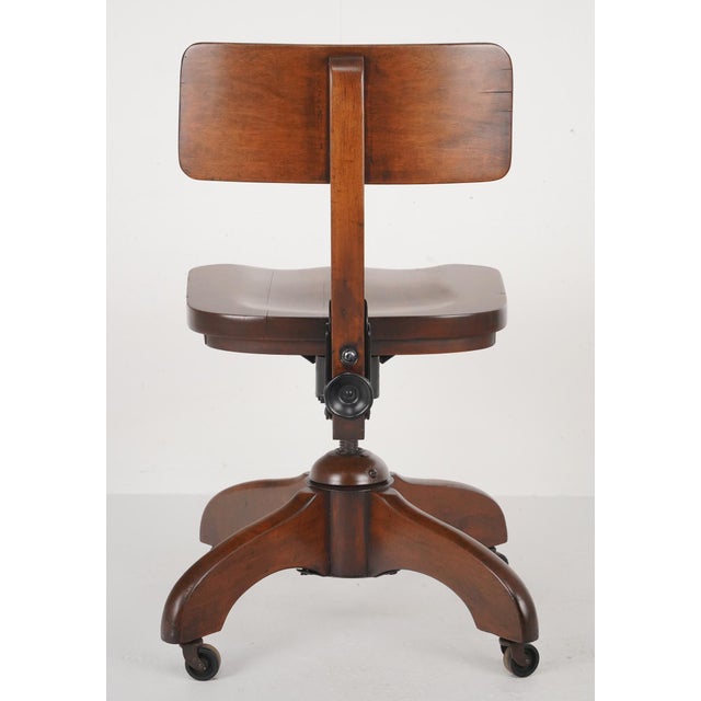Vintage Solid Walnut Swivel Desk Office Chair For Sale - Image 14 of 16
