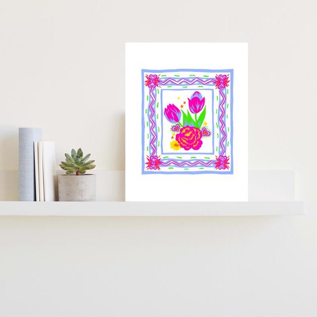 1990s Original Gouache Painting "Spring Tulips" by Kathleen Ney For Sale - Image 4 of 4