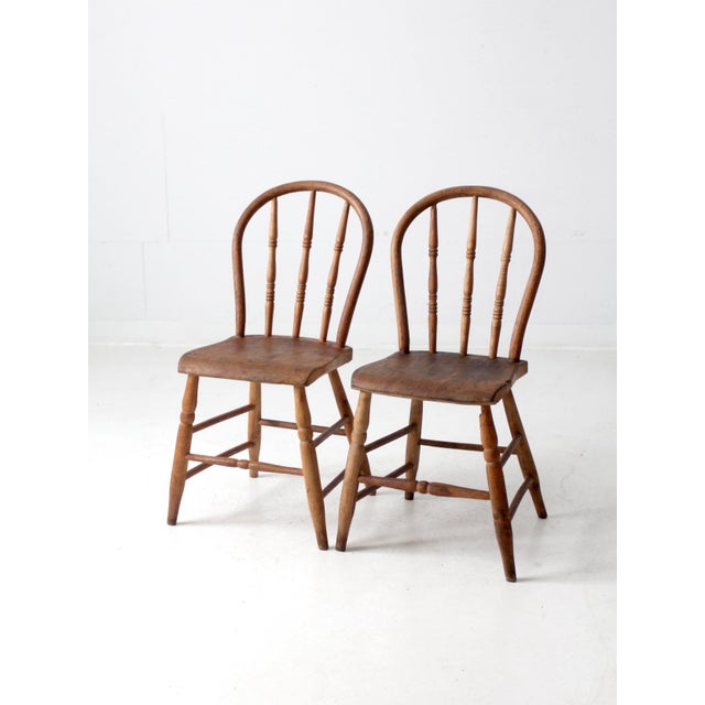 Antique Farmhouse Bow Back Dining Chairs Pair For Sale - Image 12 of 12