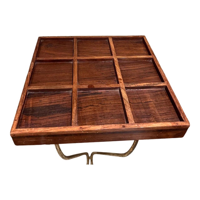 Mid-Century Modern Sectioned Rosewood Tray Tic Tac Toe Board For Sale