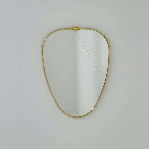 Mid-Century German Asymmetric Brass Mirror, 1960s For Sale - Image 11 of 11
