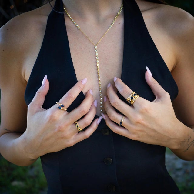 Sapphire & Diamond Regal Adjustable Gold Ring, Size 4 For Sale - Image 4 of 8