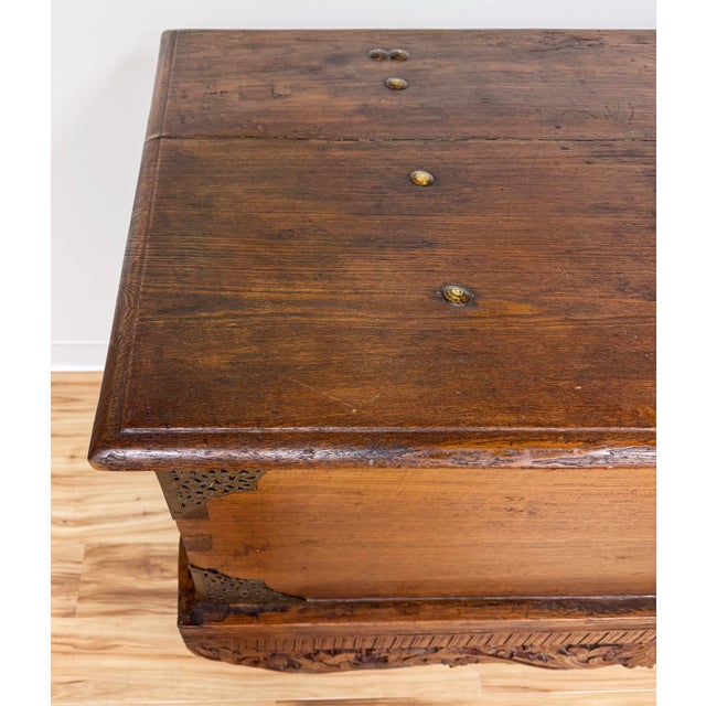 Wood Antique Ming Kang Chinese Carved Wood Trunk Circa 1800-1849 For Sale - Image 7 of 12