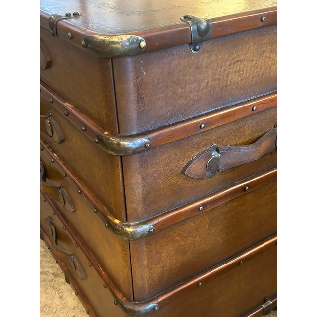 2000 - 2009 Vintage Leather Chest or Commode by Theodore Alexander For Sale - Image 5 of 9