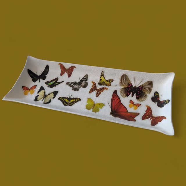 Vintage Decoupage Butterfly Catchall Dish Tray For Sale - Image 9 of 16
