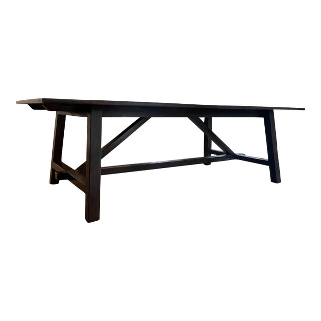 Bausman Trapezoid Trestle Dining Table in Solid Alderwood 136” With Extensions For Sale