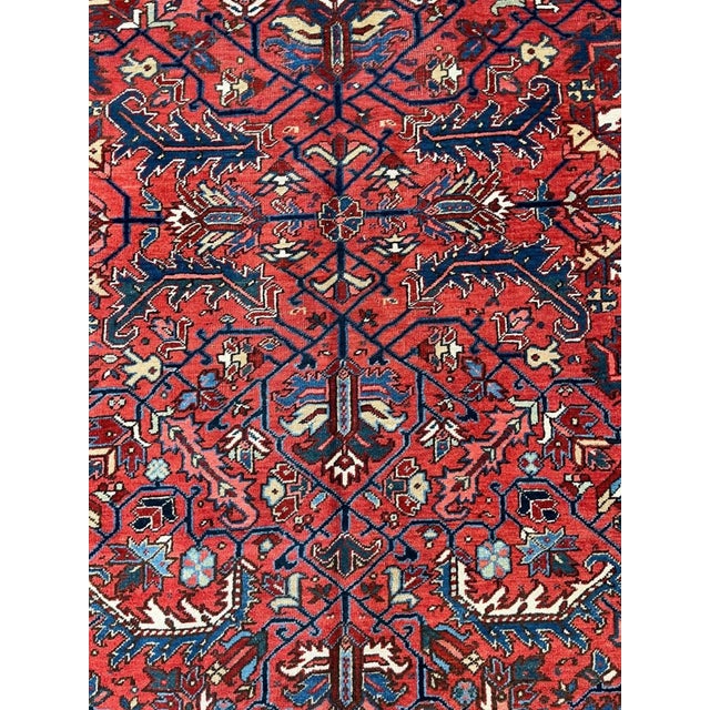 wool pile genuine hand made antique Persian Heriz -