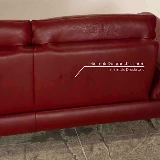 Velluti Leather Three Seater Sofa in Red from Koinor For Sale - Image 4 of 11