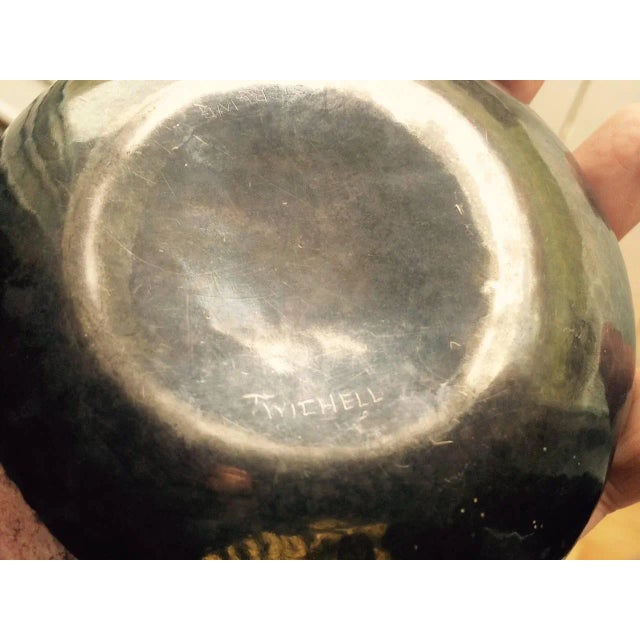 A beautiful sterling silver and enamel bowl by Gertrude Twichell. Exquisite enamel on sterling silver, signed. Small size-...