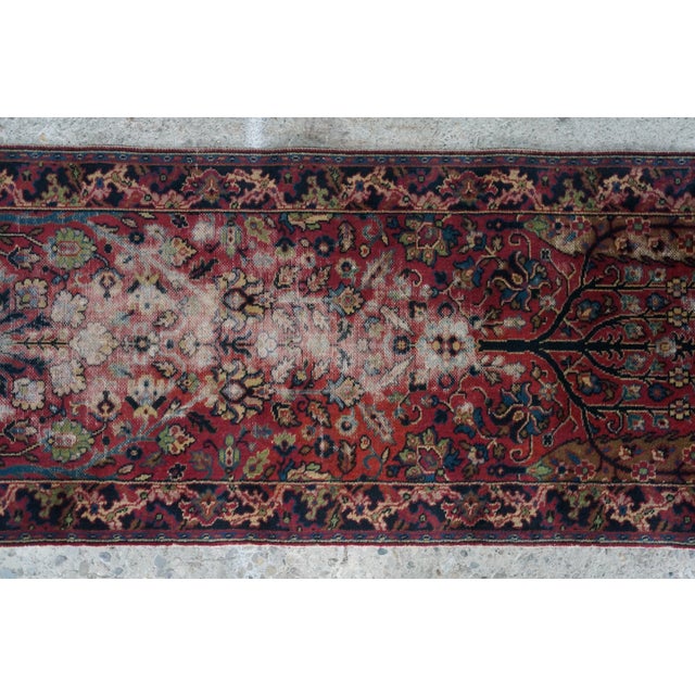 Vintage Hand-Knotted Oriental Wool Tree-of-Life Runner Rug 2 X 12' For Sale - Image 6 of 14