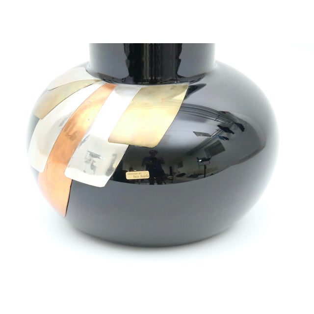 Black 1980s Luca Bojola for Art in Luce Murano Vase For Sale - Image 8 of 11