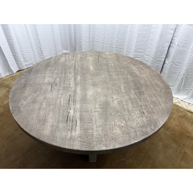 Restoration Hardware Drifted Reclaimed Oak Round Dining Table – 60” Drifted Reclaimed Grey Oak Finish For Sale - Image 4 of 18