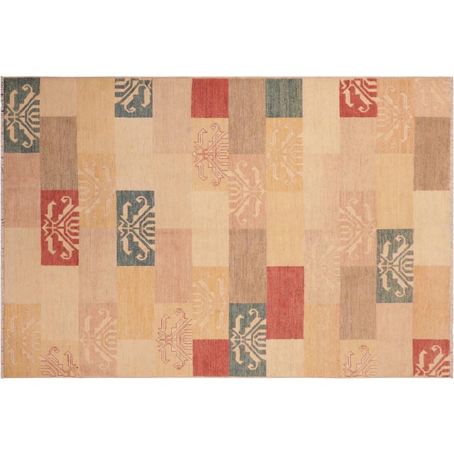Modern Gabbeh Tan/Brown Wool Rug - 6'0'' X 8'8'' For Sale - Image 9 of 10