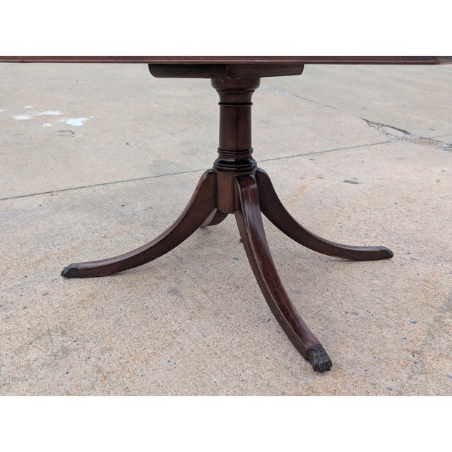 Brown Mid 20th Century Georgian Mahogany Rectangular Pedestal Cocktail Table With Raised Edge For Sale - Image 8 of 11