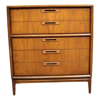 Mid-Century Modern Walnut Tall Chest Attributed to United Furniture Corporation For Sale