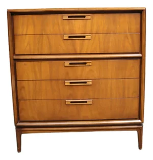 Mid-Century Modern Walnut Tall Chest Attributed to United Furniture Corporation