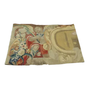 Antique Gold and Green Long Aubusson Tapestry Panel