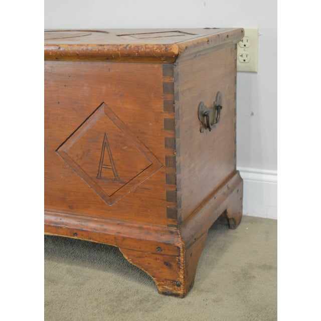 Antique 1701 Monogrammed Carved Dutch Blanket Chest For Sale - Image 11 of 13
